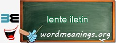 WordMeaning blackboard for lente iletin
